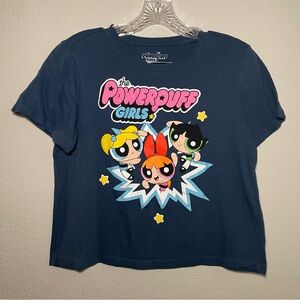 Cartoon Network The Powerpuff Girls Womens XL Blue Graphic T Shirt Short Sleeve